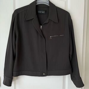 Linda Allard Ellen Tracy‎ 100% Wool Jacket Dark Gray Ribbed Women’s Size 14